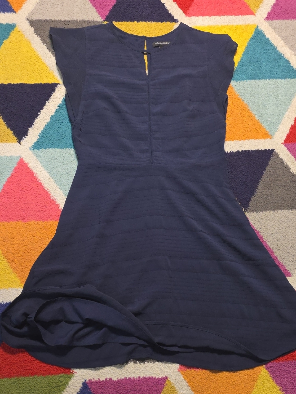 Banana Republic Navy Textured Stripe Chiffon Dress Size 10